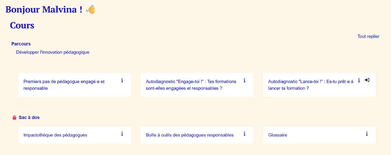 Copie d'écran de la page d'accueil de la plateforme Academy Ed For Good